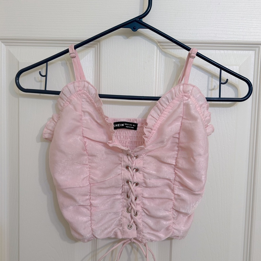 Shein Pink Corset style crop top - Size XS